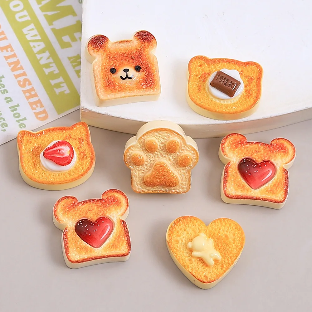SW42 10pcs DIY Design Sense Patch Cute Material Resin Accessories Exquisite Simulation Egg Tart Bread DIY Cream Glue Phone Case