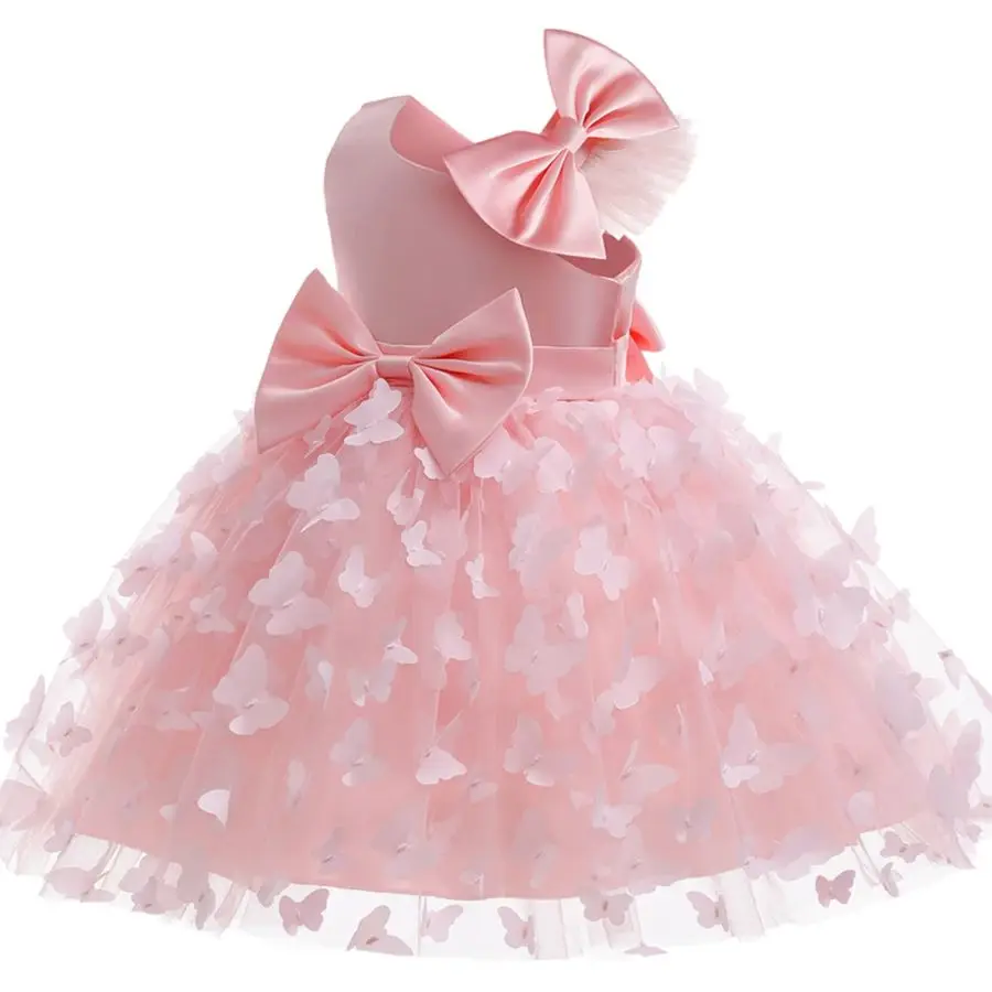 Baby Princess Dress Bowknot Butterfly Tutu Dress+Headband Toddler Girls Flower Elegant Clothes For Wedding Birthday 3-24 Months