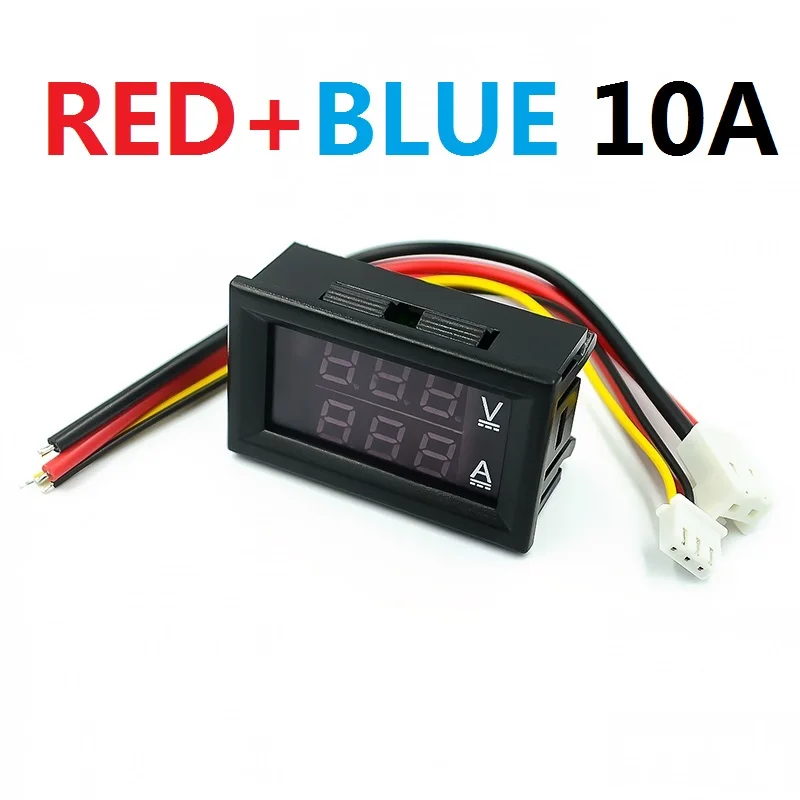 DC0-100V 10A 50A 100A Voltmeter Ammeter Red Blue LED Amp Dual Digital Volt Meter Gauge 0.56'' LED Digital Display