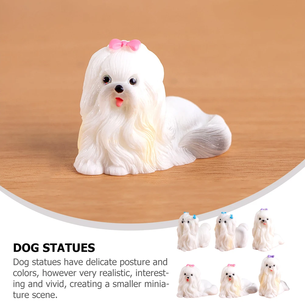 

6pcs Mini Puppy Decoration Resin Dog Figurines Miniature Animals Garden Ornaments Realistic Statues Home Office Plant Pot