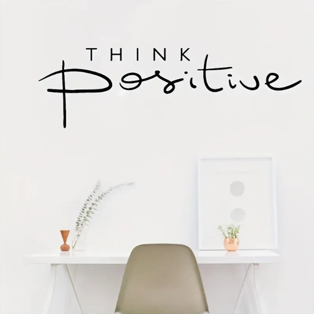 1pc Think Positive, Inspirational Quote Wall Sticker, Vinyl Self-Adhesive Wall Stickers, Bedroom Entryway Living Room Porch Home