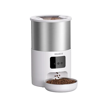 ROJECO Stainless Steel 4.5L Cats Feeder WiFi App Remote Control Voice Record Smart Cat…