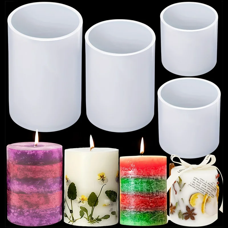 4pcs/Set，Cylindrical Candle Molds for Candle Making、4Inch、3Inch and 2Inch Silicone Candle Mold、DIY Column Epoxy Resin Casting Mo