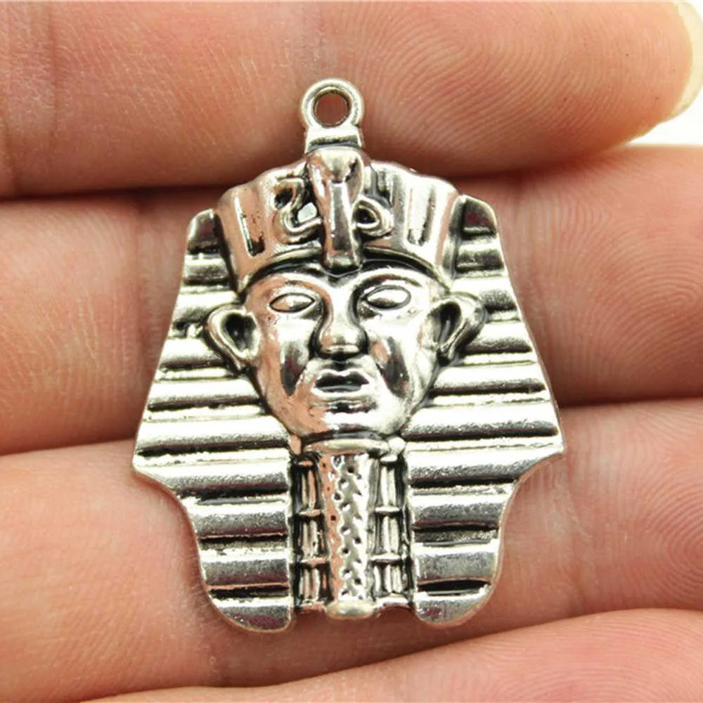 WYSIWYG 4pcs 36x28mm 2 Colors Egyptian Pharaoh Charms Pendant For DIY Jewelry Making Handmade Jewelry Craft Findings