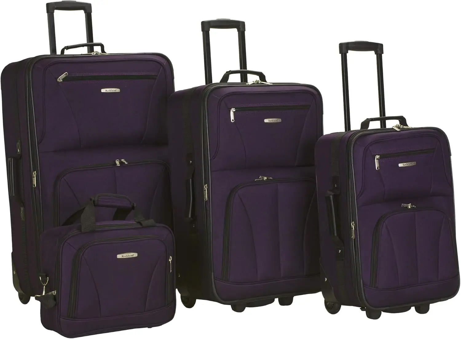 

Expandable 4-Piece Luggage Set in Purple, Softside Upright with Tote Bag (14/19/24/28 Inch)