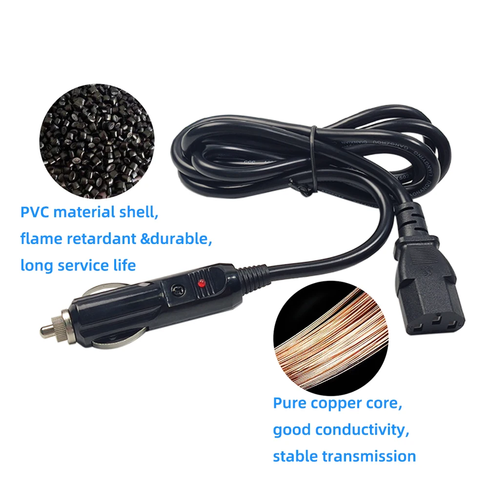 Universal Power Cable 3 Pin Plug with Cigarete Ligthe Male Plug for Car Instant Pot Electric Pressure Cookers Rice Cookers