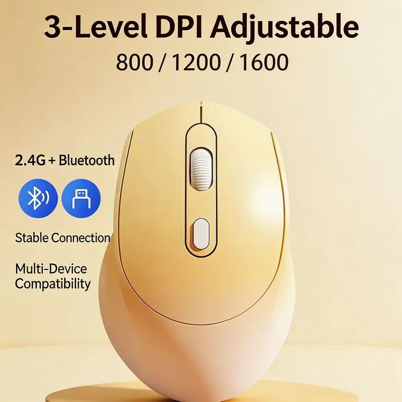 Gradient Wireless Bluetooth Dual Mode Mouse Rechargeable Ergonomic Silent Mice For Laptop Office DPI 800-1600 Dual Connection PC