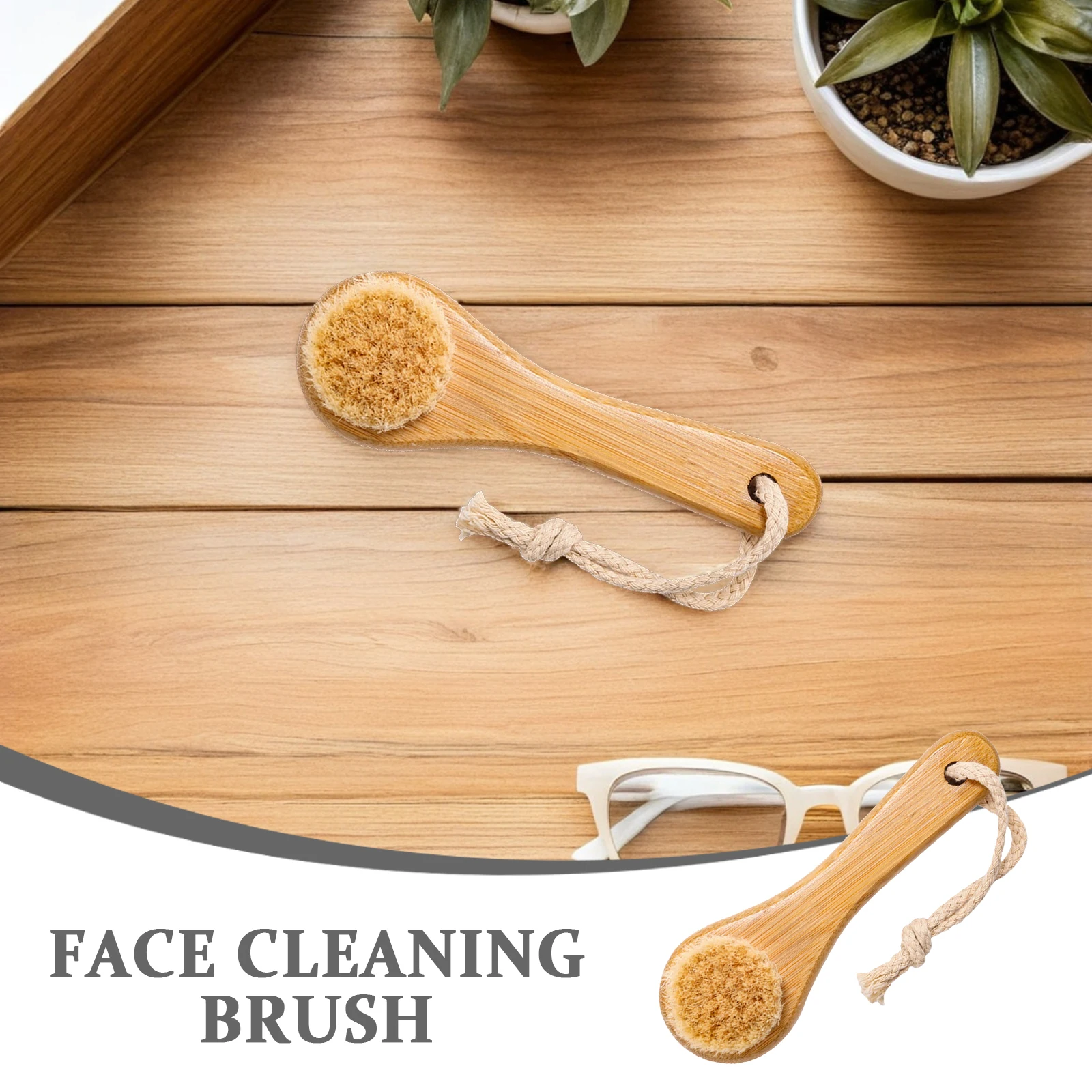 

Facial Cleansing Brush Soft Bristle Horse Hair Pore Cleaner Women Scrubber Deep Cleaning Travel Portable Bamboo Handle Face
