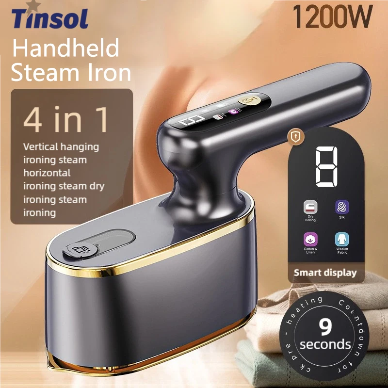 مكواة بخار محمولة بقدرة 1200 وات مع شاشة LCD وأربعة أوضاع بمقبض دوران 180 درجة، ماكينة كي الملابس المحمولة للسفر والسفر