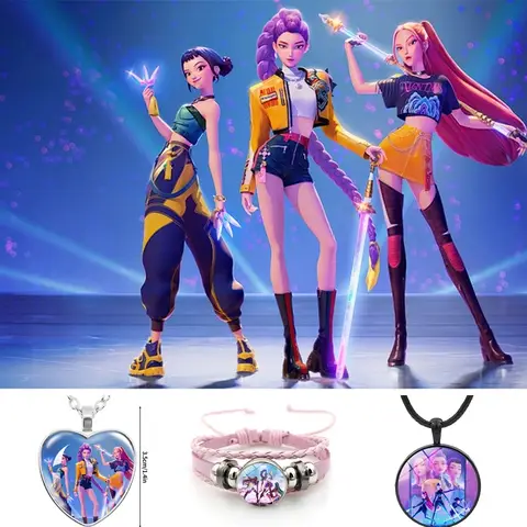 Anime Film Kpop Demon Hunter Bracelet Girls Necklace Moive Kpop Warriors Huntrix Pin Brooch Accessories Jewelry Fans Favor Gift