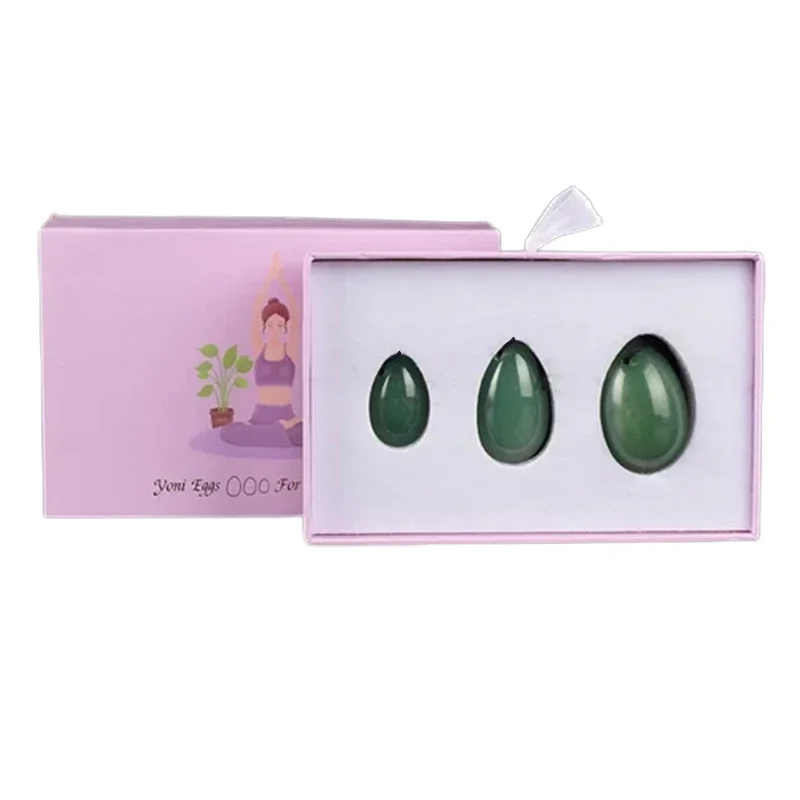 Natural Jade Drilled Eggs Yoni Egg Set Jade Eggs Yoni Wand Crystal Massager Kegel Exerciser Vaginal Muscle Pelvic Massage Stone