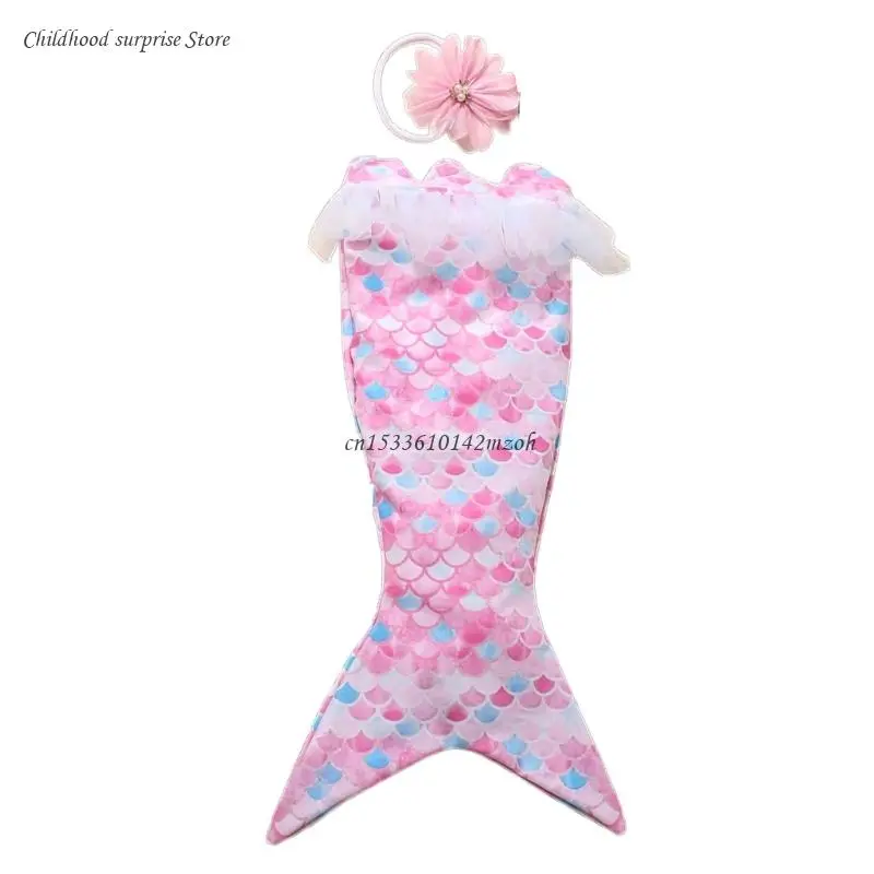 Newborns Photo Props Headband & Mermaids Tail Jumpsuit Photostudio Accessories Dropship