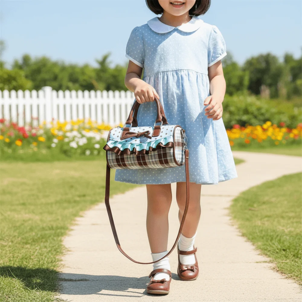 

Модная сумка-кроссбоди в стиле Лолита с милым бантом, кружевной отделкой и рюшами, сумка-подушка, шикарная сумка-тоут в горошек для детей, сумка через плечо для повседневного использования