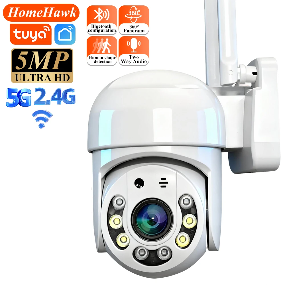 

5G/2.4G Tuya Waterproof PTZ HD Wifi Camera Outdoor Security Video 5MP Wireless Camera AI Human Tuya Smart Life Surveillance Cam