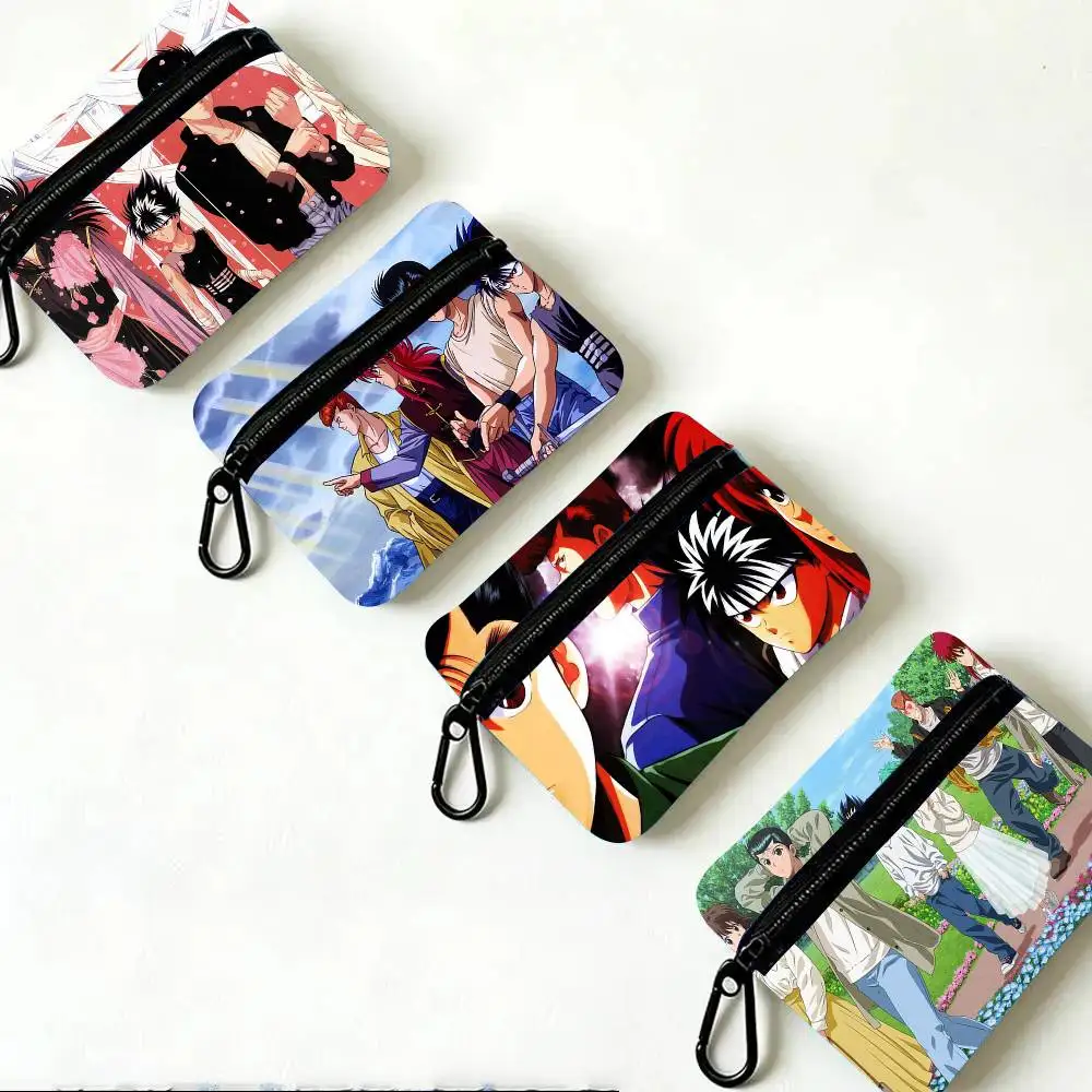 YuYu H-Hakusho Anime Oxford Fabric Wallet With Zipper Hanging Multifunctional Bag For Credit Cards Keys Coins