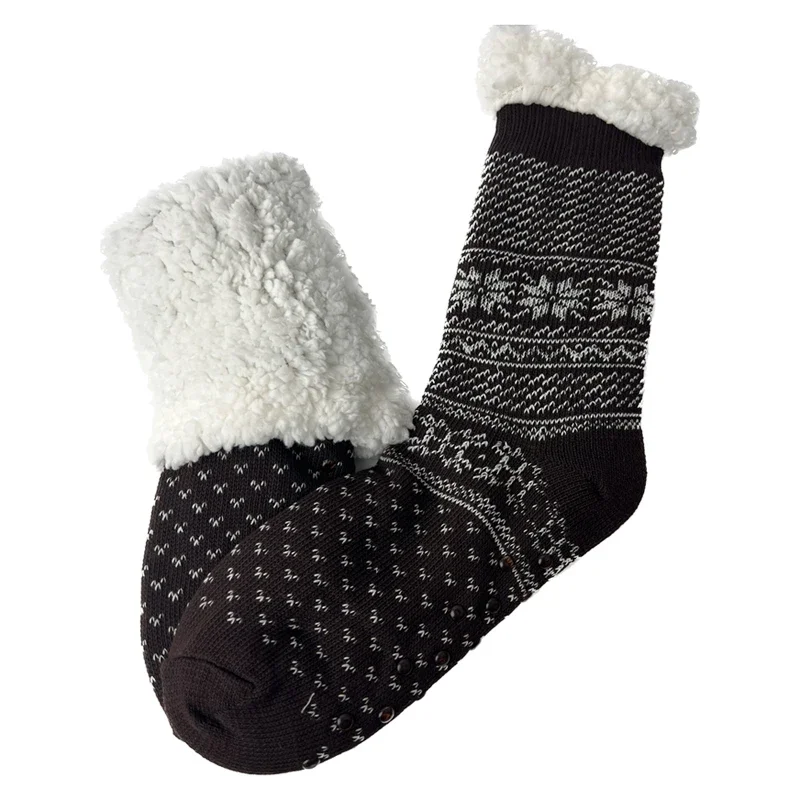 

Christmas Fuzzy Socks Mens Thermal Winter Warm Short Plus Velvet Soft Non Slip Floor Fluffy Sock Slipper Male Gifts 2024 New In