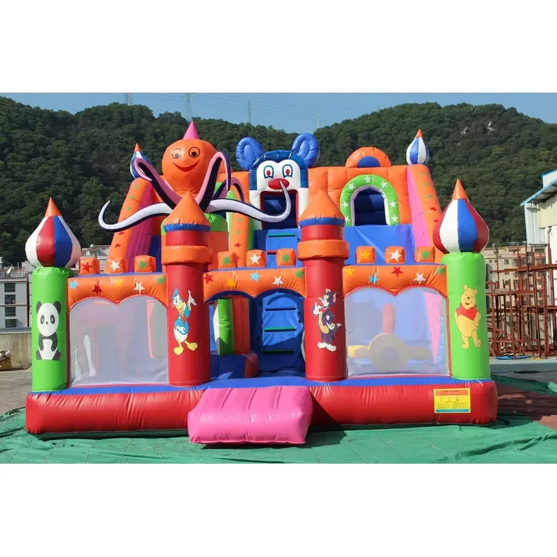 Octopus inflatable bouncy jumping castle dry slide for adults and kids