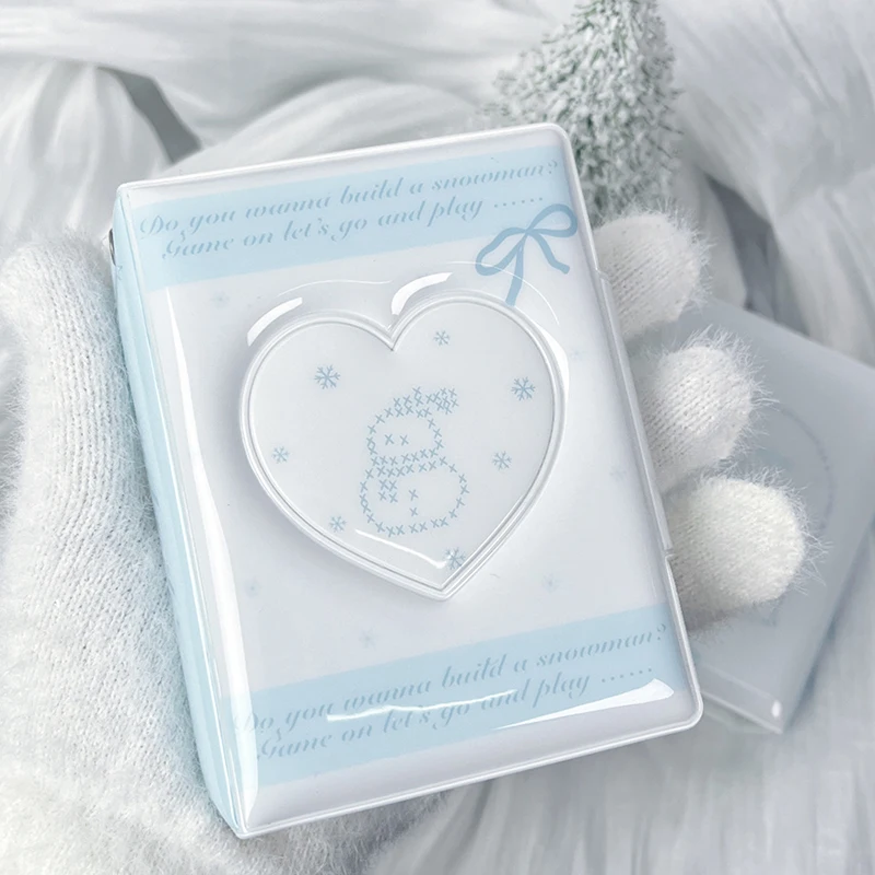 

Полый дизайн в форме сердца, сумка для фотокарт со снеговиком, мини-альбом, карточная книга, подходит для маленьких карточек знаменитостей, держатель для фотокарт
