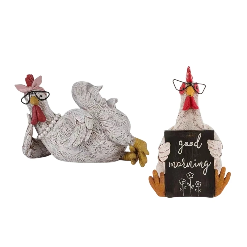 

Vibranting Chicken Figurine Resin Desktop Decoration for Country Styles Homes