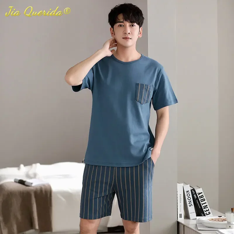 SUKAE Man\'s Shorts Summer Cotton Pajamas Sleepwear Elegant Homsuits for Boy Casual Pijamas Leisure Minimalist Mens Loungewear