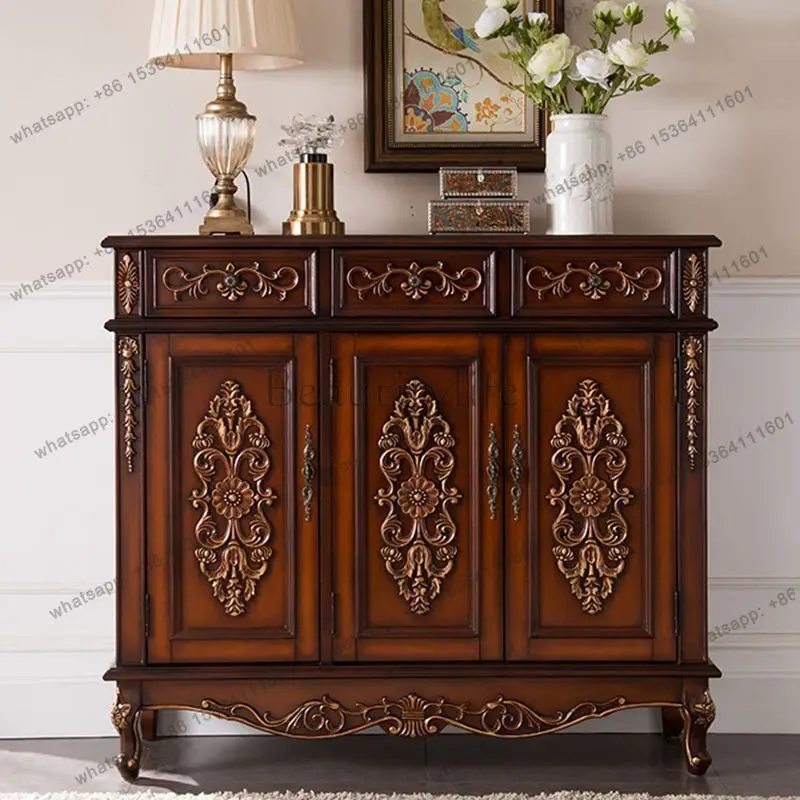 

European shoe cabinet Solid wood American entry porch cabinet Entry baffle locker