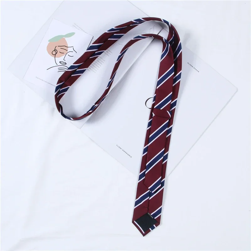 Girls Preppy Style Red Stripes Long Tie Bow Tie Necktie Choker For Japanese Korean Students JK School Uniforms Neckwear