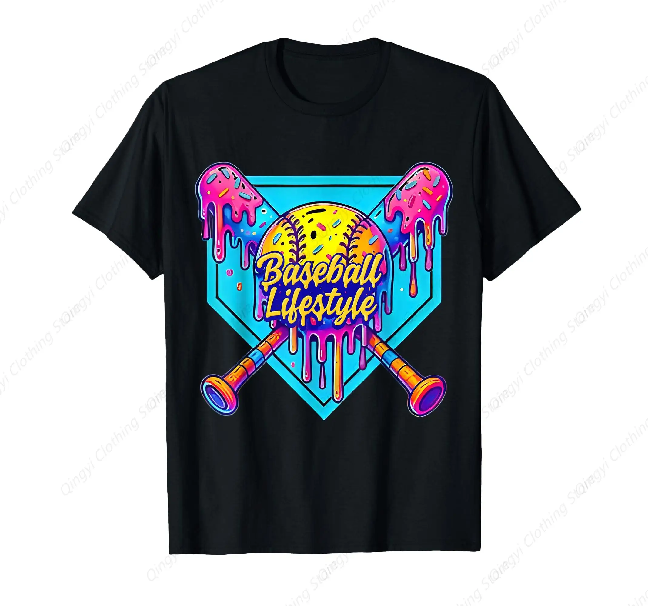

Baseball Apparel Baseball Drip Ice Cream T-Shirt