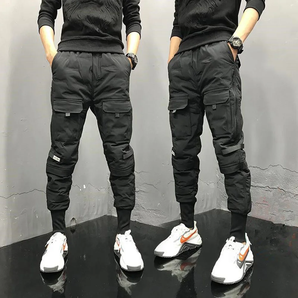 Mens Workwear Cotton Thickened Cuffed Trousers Jogging Streetwear Simple Versatile Casual Warm Comfort Cuffed Trousers 2024 New