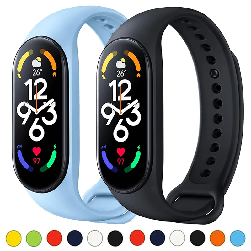 Силиконовый ремешок для Xiaomi Mi Band 7 6 5, браслет для спортивных часов Miband7 miband6 miband5 Correa Mi band 7 Band 6 Band 5