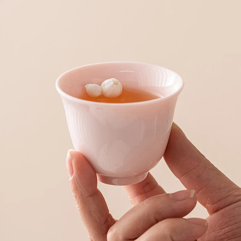 Handgefertigte Cerc-Teetasse mit Blumenmuster, chinesisches Sle-Teeset, Zubehör zum Aufbrühen von Tee, rosa Farbe, Gongfu-Tee-Trinkbecher