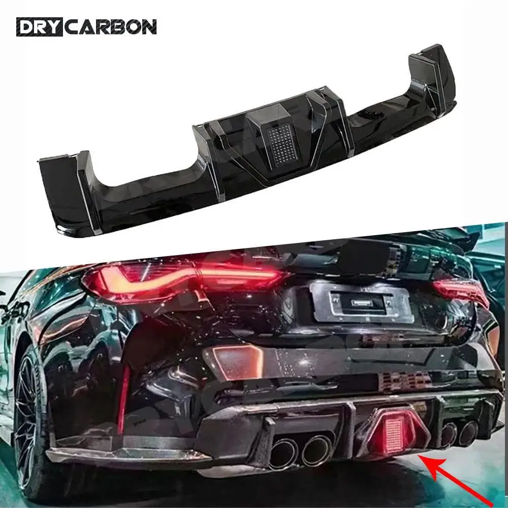 

Dry Carbon Fiber Rear Diffuser Lip Spoiler with LED Light Body Kits for BMW 3 4 Series G80 M3 G82 G83 M4 2021+ ABS