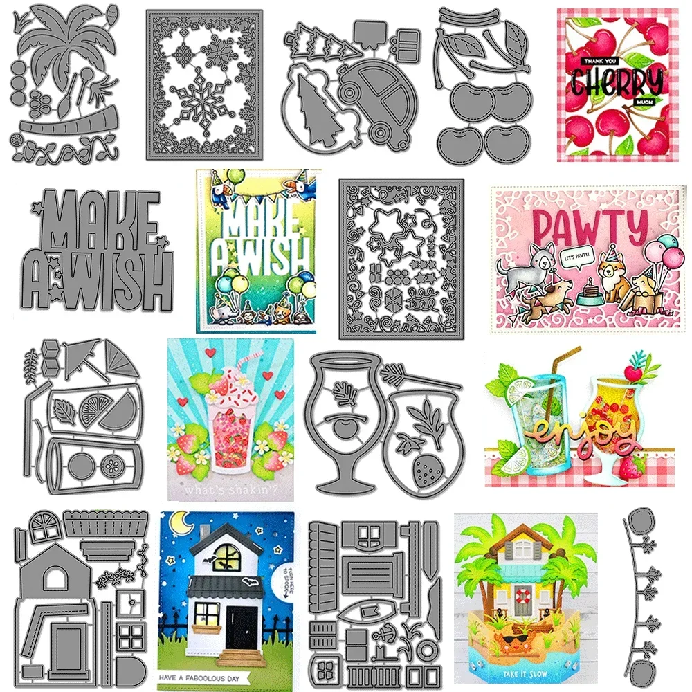 Build-a-house Metall-Stanzformen, Build-a-Drink-Prägung, gestanzt, 2025, heiß, für DIY-Kartenherstellung, Scrapbooking, Bastelbedarf