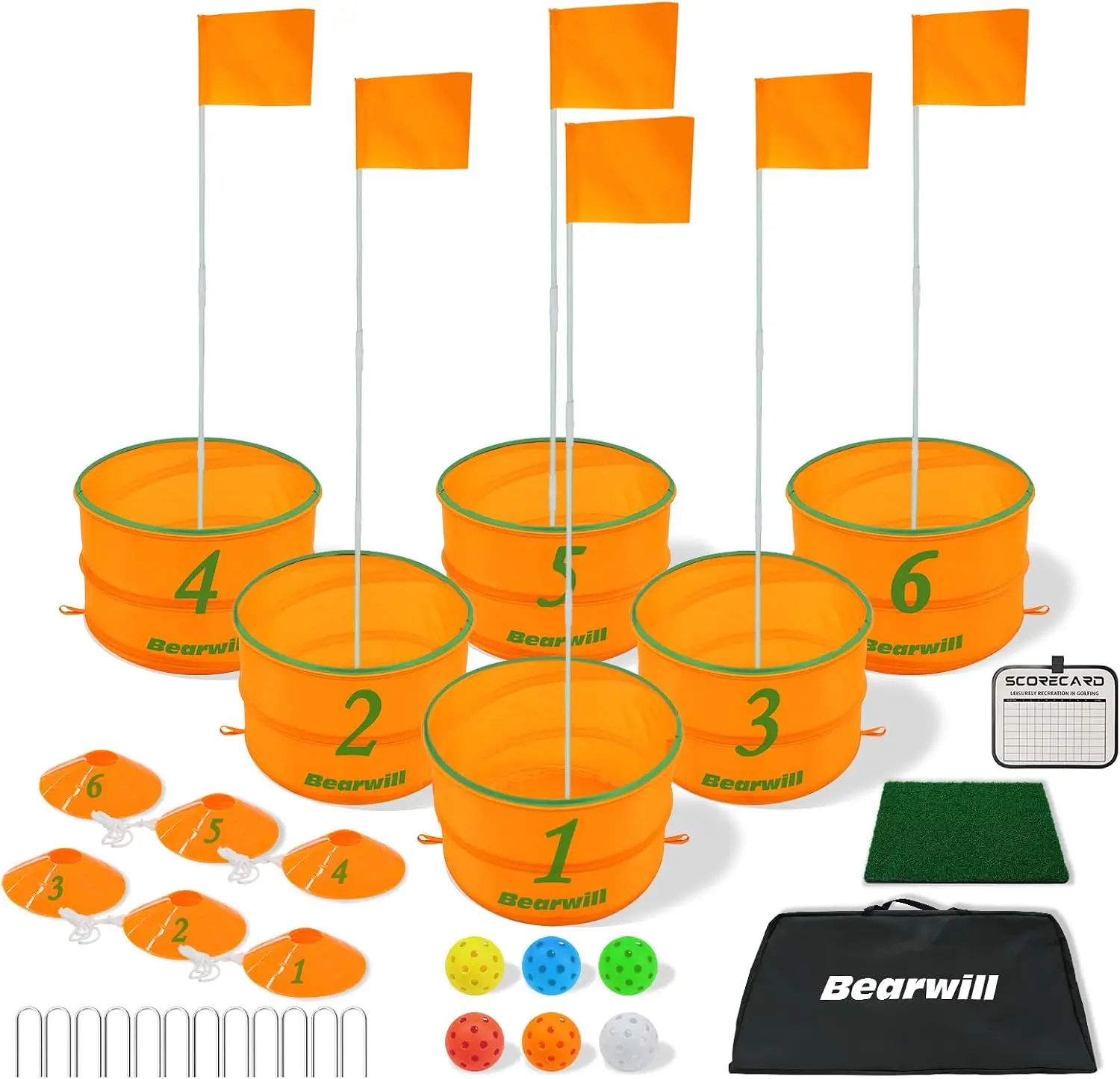 Portable 6-Hole Golf Game Set for Outdoor Indoor Family Fun with Balls and Flags