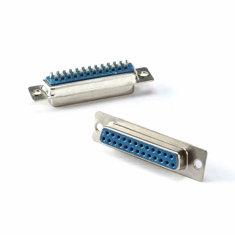 DB25 connector, socket, female plug, male plug, casing, parallel port, double row 25 pins, solder type