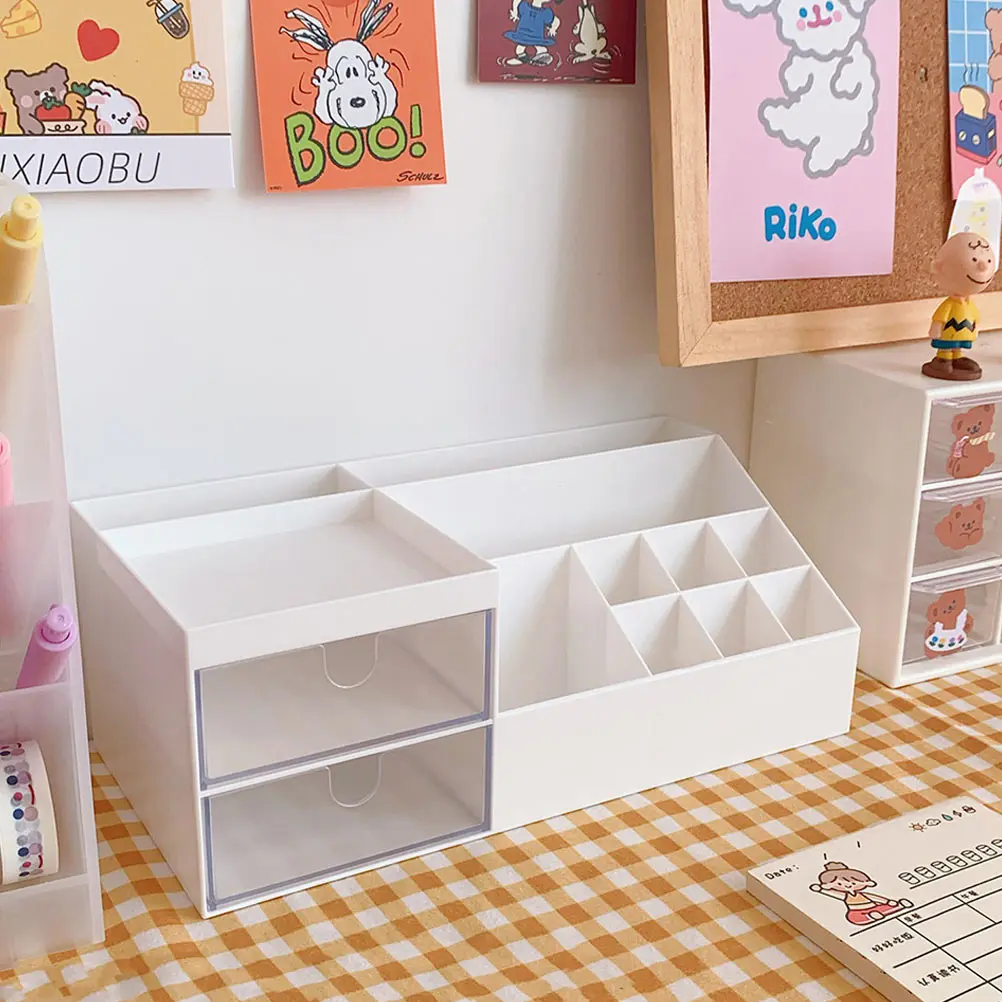 Cosmetics Organizer Large Capacity Storage Case Desktop Dressing Table Organizing Divided Drawer Box For Women Jewelry Sundries