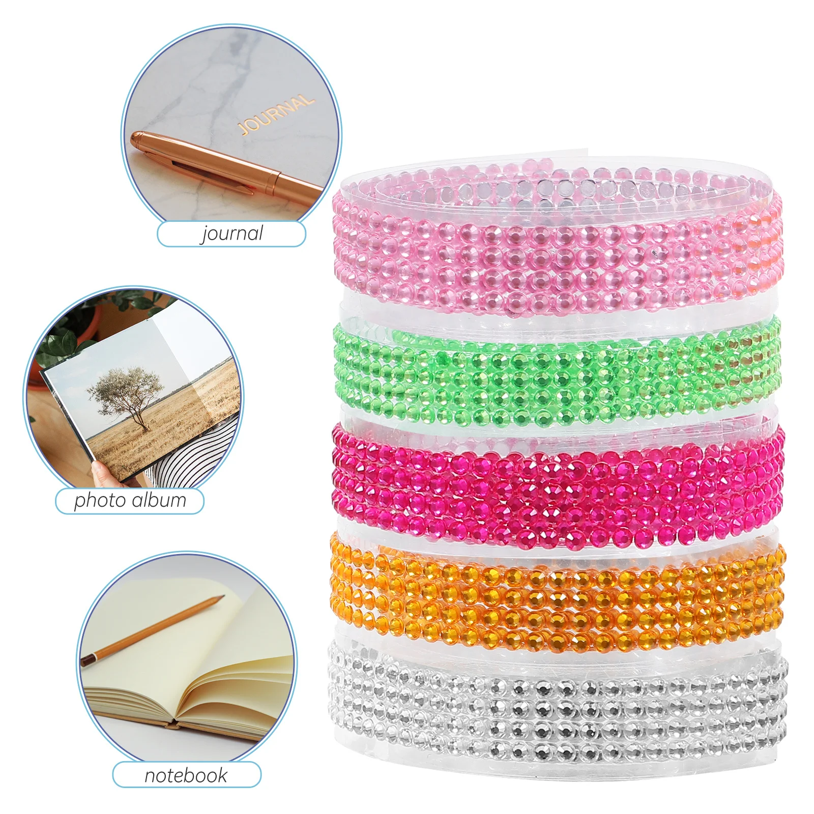 

5 Rolls Bling Diamond Stickers Tape Yards Self Adhesive Rhinestone Strips Clothing Acrylic