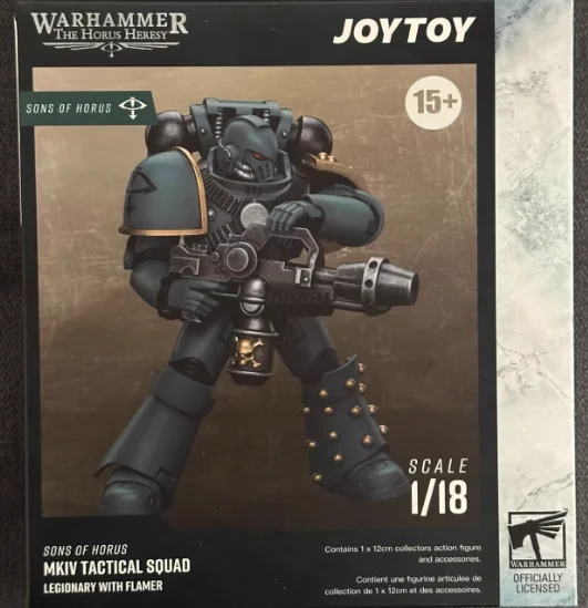 

【SF】JOYTOY Warhammer 40K 1/18 Action Figure Sons of Horus MKIV Tactical Squad Legionary with Flamer Model Toy Gift