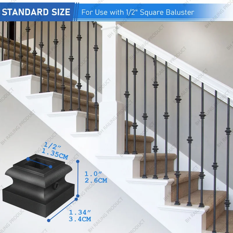 custom.Modern Popular Satin Aluminum Wood Base Shoe Iron Baluster Outdoor Stairs Villas Railing Flat Railing Flat Base S