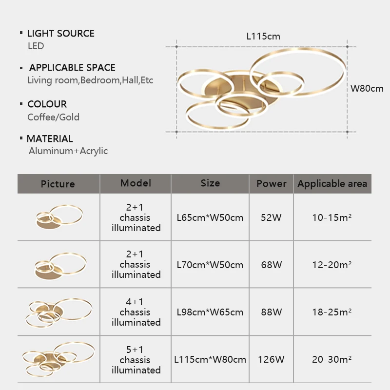 Modern LED Ceiling Light Creative Circular Chandelier Living Room Bedroom Dining Room Study Home Decoration Lighting Fixtures