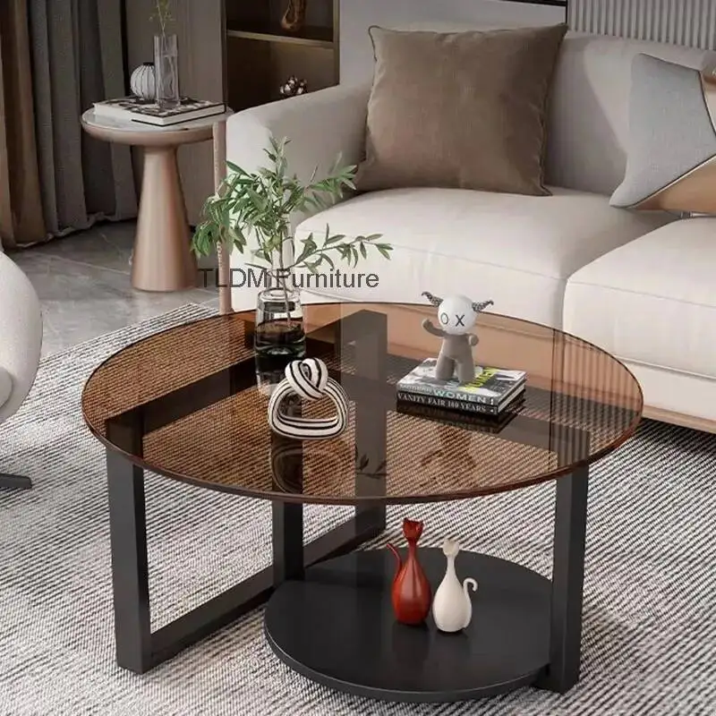 Transparent Space Saving Coffee Table Unique Mechanism Decoration Designer Coffee Table Round Simple Couchtisch Home Furniture