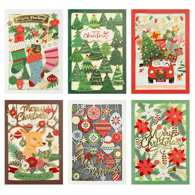 Senior sense Christmas holiday card Christmas cute cartoon wishes Birthday gift message card niche design envelope