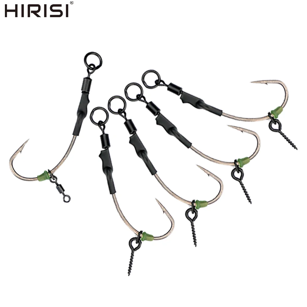 Hirisi 4Pcs Ronnie Rig Carp Fishing Ready Rigs Pre-Tied Hook Rig Set Terminal Tackle Kit for Carp Coarse Fishing Accessory