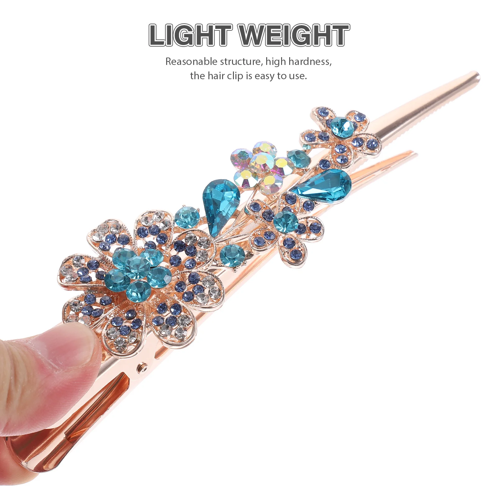 مشبك شعر معدني مزخرف من حجر الراين على شكل زهور للنساء والفتيات، تصميم عصري، هدية احتفالية للحفلات بمزاج جميل