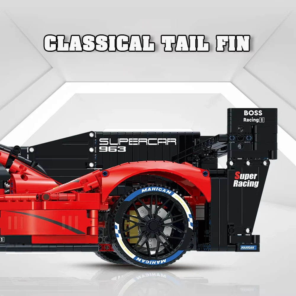 3069 قطعة الهندسة الألمانية السوبر 963 سباق اللبنات عدة 1:8 مقياس الفني Hypercar نموذج الطوب مجموعات الاطفال اللعب هدية