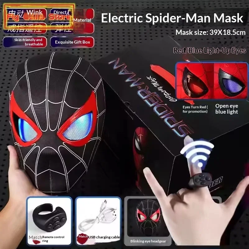 Image of Spider-Man-Headset mit beweglichen Augen, elektrischem Ring, Fernbedienung, blinkender und leuchtender Maske/Helm für Männer, Geburtstagsgeschenk