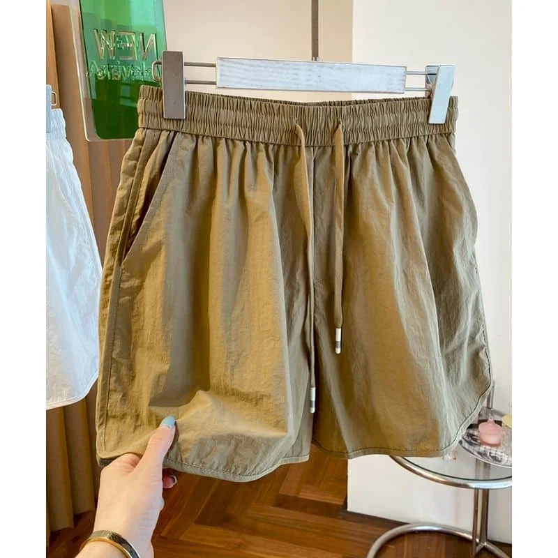 Short solide pour femmes, pantalon décontracté en tissu Parachute, ample, Style coréen, taille haute, jambes larges, vêtements pour femmes, offre d'été