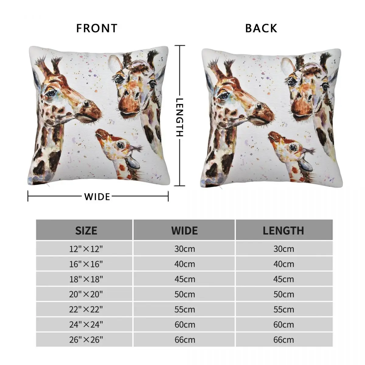 Giraffe Family Unit Square Pillowcase Polyester Linen Velvet Creative Zip Decorative Pillow Case Home Cushion Cover