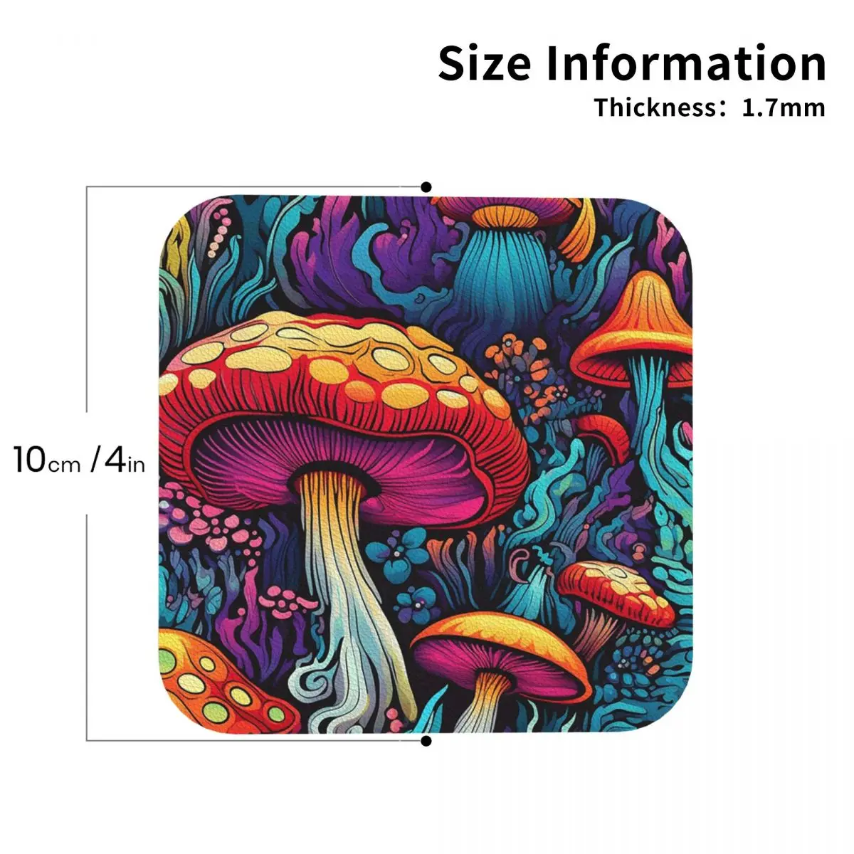 Acid Trippy Weird Psychedelic Mushroom Coasters PVC Leather Placemats Insulation Coffee Mats for Decor Home Dining Pads Set of 6