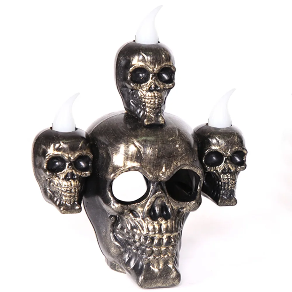 1-4PCS Flameless LED Skull Candle Resin Decor Battery Operated with Smoky Sandalwood Scent for Haunted House Halloween Gift view 5
