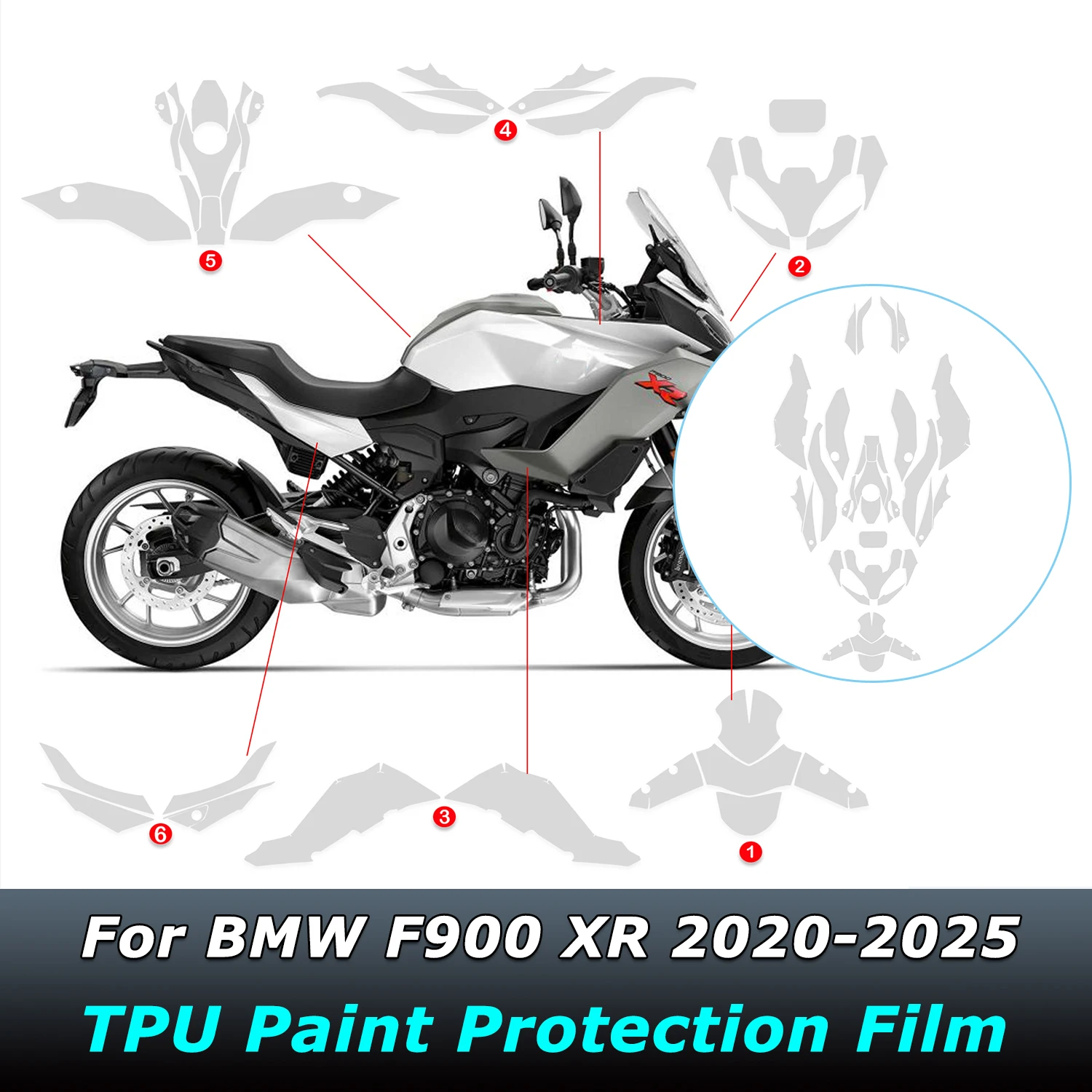 For BMW F900 XR F 900XR F900XR 2020-2025 PPF Motorcycle Paint Protection Fits Fairing Protection Clear TPU Anti-scratch Film